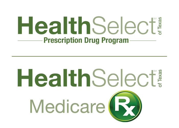 Health Select of Texas prescription drug program logo and Health Select of Texas medicare rx logo
