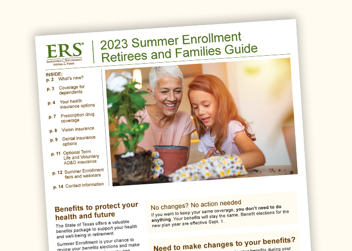 Front cover of 2023 summer enrollment for retirees and families guide