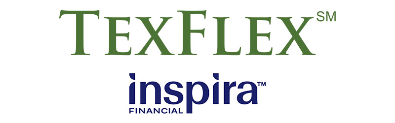Text logos for "TexFlex" and "Inspira Financial"