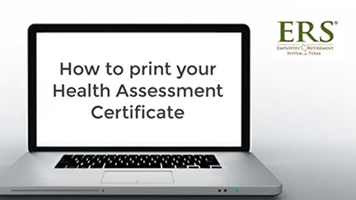Open laptop with screen that says How to print your health assessment certificate