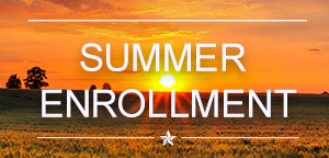 sunset landscape with text Summer Enrollment